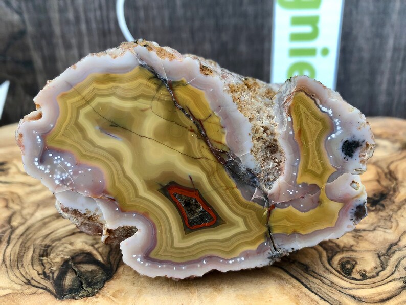 Mexican Agate Crazy Lace Polished and Rough, Vivid Yellow-Orange & Beige, Arcoiris Deposit image 1