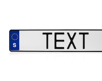 Sweden Euro European Swedish License Plate Number Plate Embossed Custom Personalized Metal Plate Made in EU with Your Text