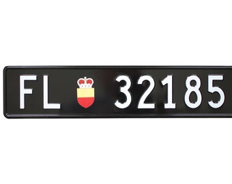 Liechtenstein Euro European License Plate Number Plate Embossed Custom Personalized Metal Plate Made in EU with Your Text