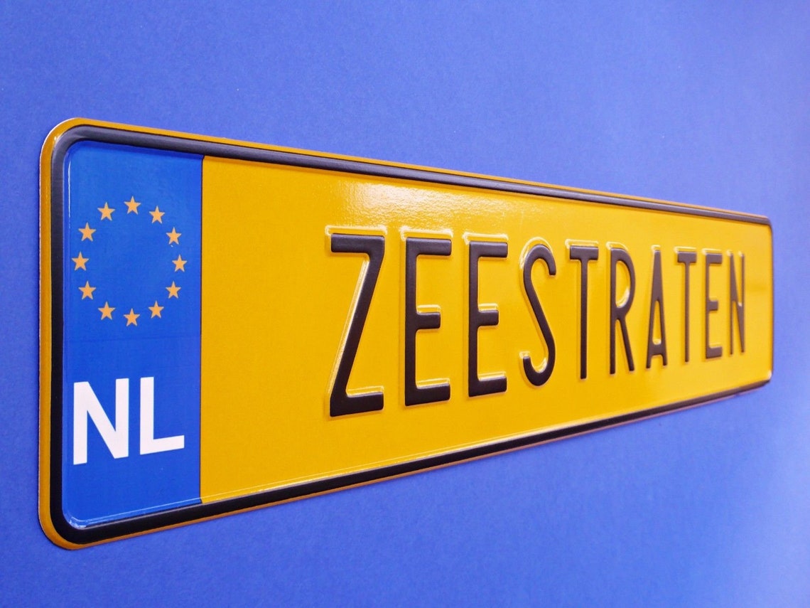 Netherlands Euro European Dutch License Plate Number Plate Embossed Custom Personalized Metal