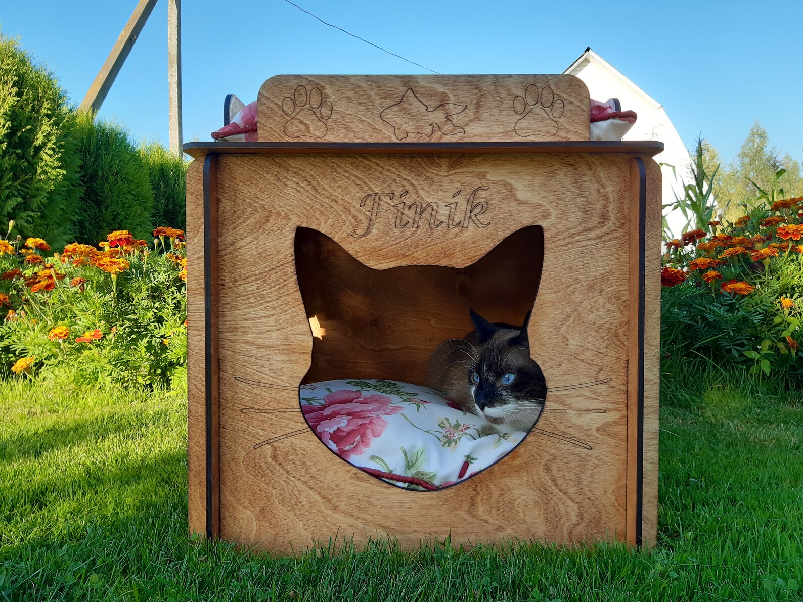 Wooden cat box Personalized handmade pet house Outdoor cat Etsy