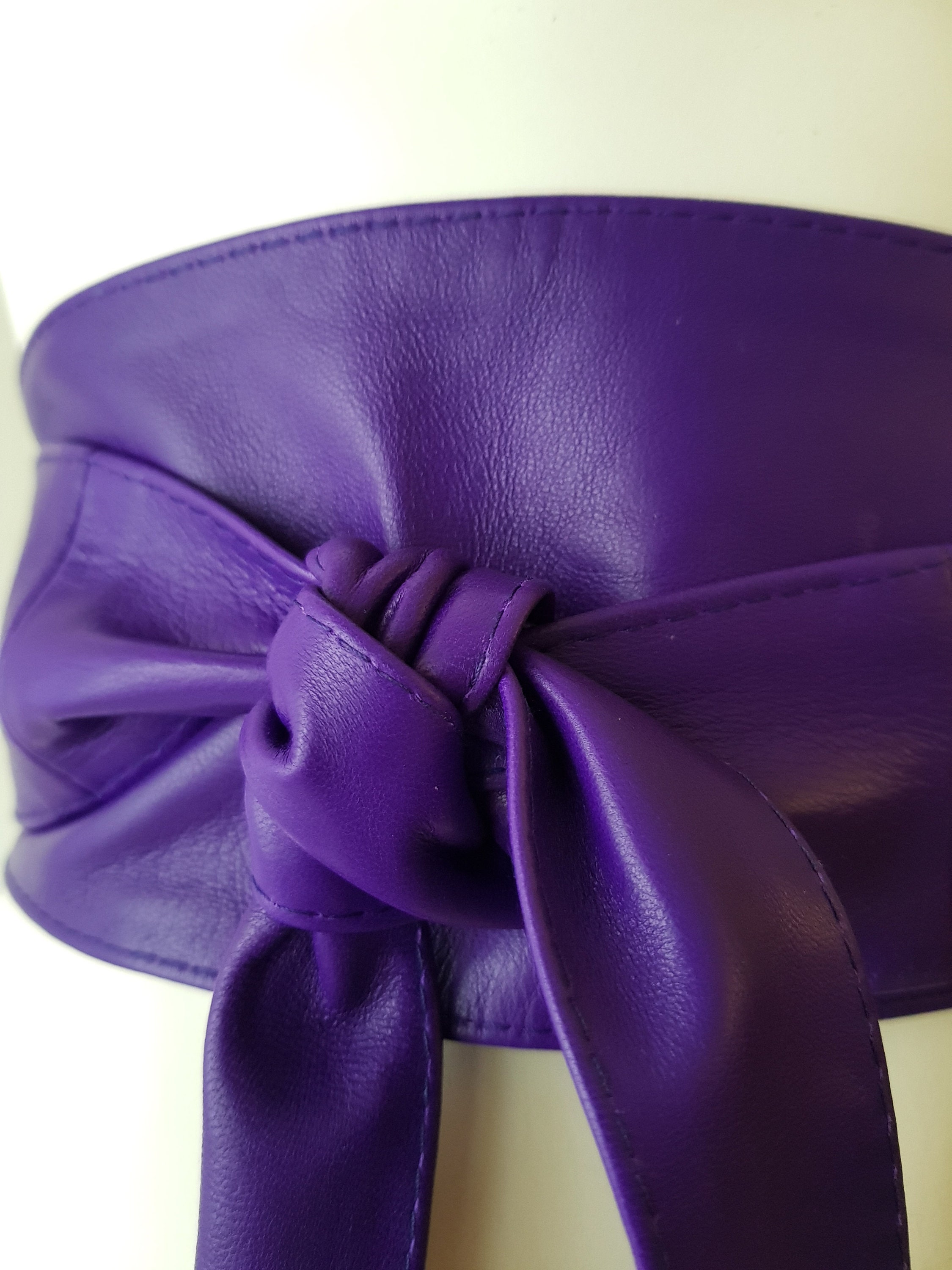 Lila Leder Obi Gürtel made in Italy Echtleder Boho Etsy