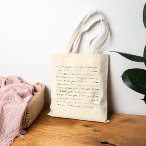Eu te amo, eu te amo | Bolsa tote de lona de algodão