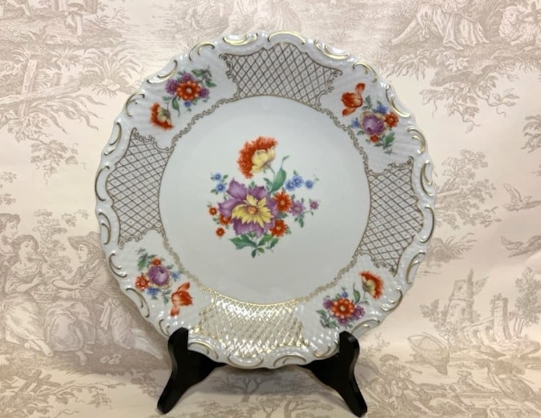 Vintage Schumann Bavaria Germany US Zone Floral Motif Plate