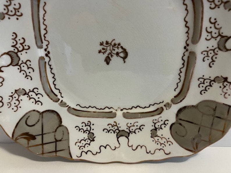 Antique Rockingham England Hand Painted Floral Motif Serving Dish ...
