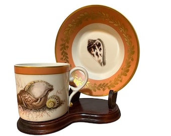 Vintage Vista Alegre Mottahedeh Portugal Natchez Shell Pattern Cup and Saucer