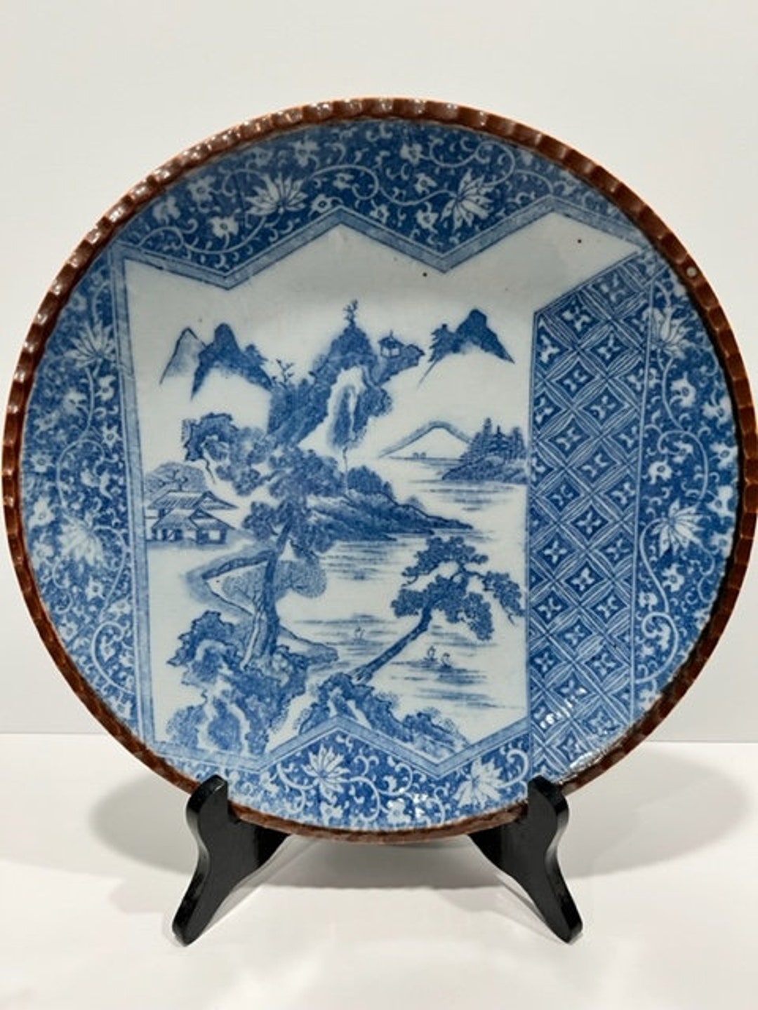 Antique Japanese Transfer Ware Blue and White Porcelain Etsy