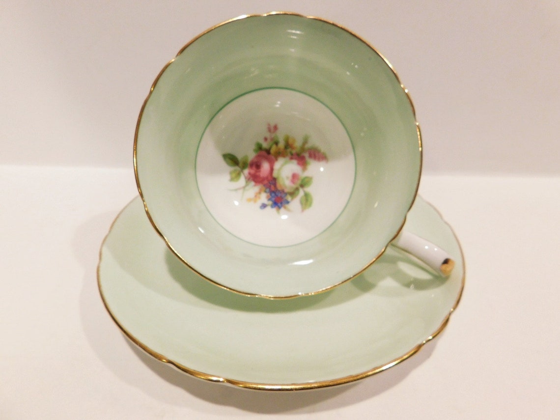 Vintage Shelley England Green Fine Bone China Tea Cup and Etsy