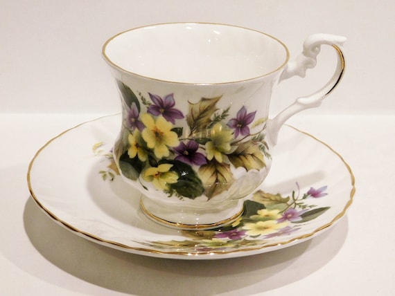 Vintage Royal Dover Fine Bone China Flower Motif Cup and Saucer - Etsy
