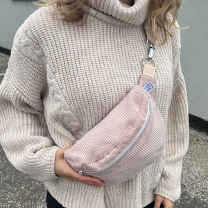 Belly bag, belly swap large, bag, belt bag, crossover bag, corduroy belly bag, old pink corduroy bag