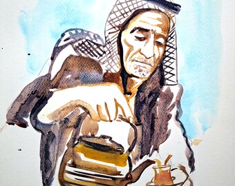 Iraqi man and a glass of tea