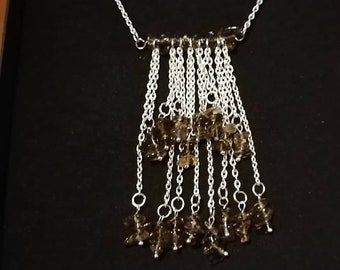 Smokey quarts, fringe necklace