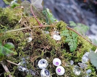 Amethyst and white, freshwater pearl stud earrings in sterling silver