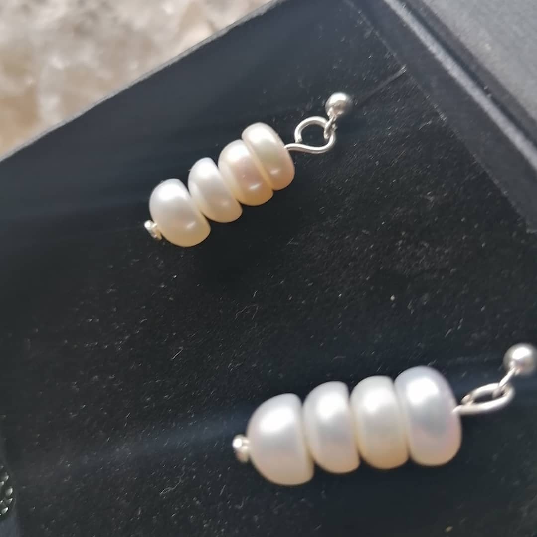 Stacking pearl bridal natural earings | Etsy