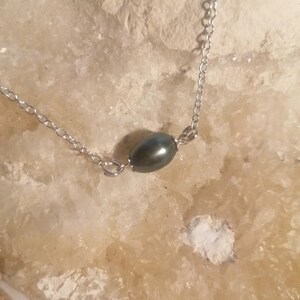 Black pearl necklace. Solid sterling silver and genuine, baroque, black pearl.