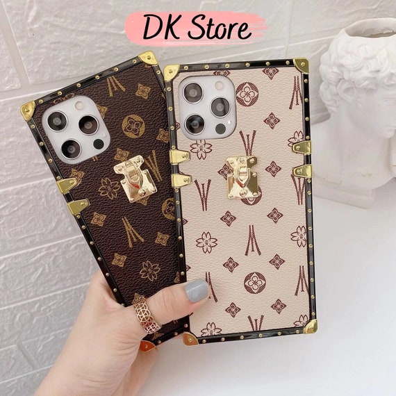 For Samsung Galaxy S23 S22 S21 S20 S10 9 Luxury Leather Trunk Holder Square  Case