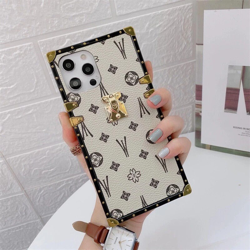 Luxury Fashion Square Leather Phone Case for iPhone 13 12 11 