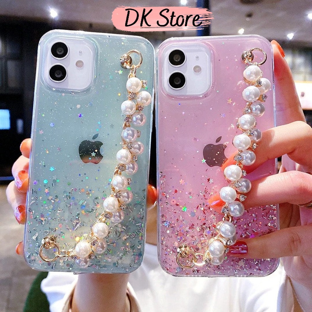 Rhombus Pattern Pearl Bracelet Phone Case Cover for iPhone 11 12 13 14 Pro  X XS