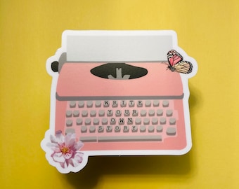 Pink Typewriter Sticker