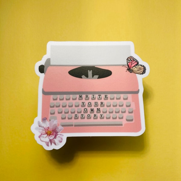 Pink Typewriter Sticker