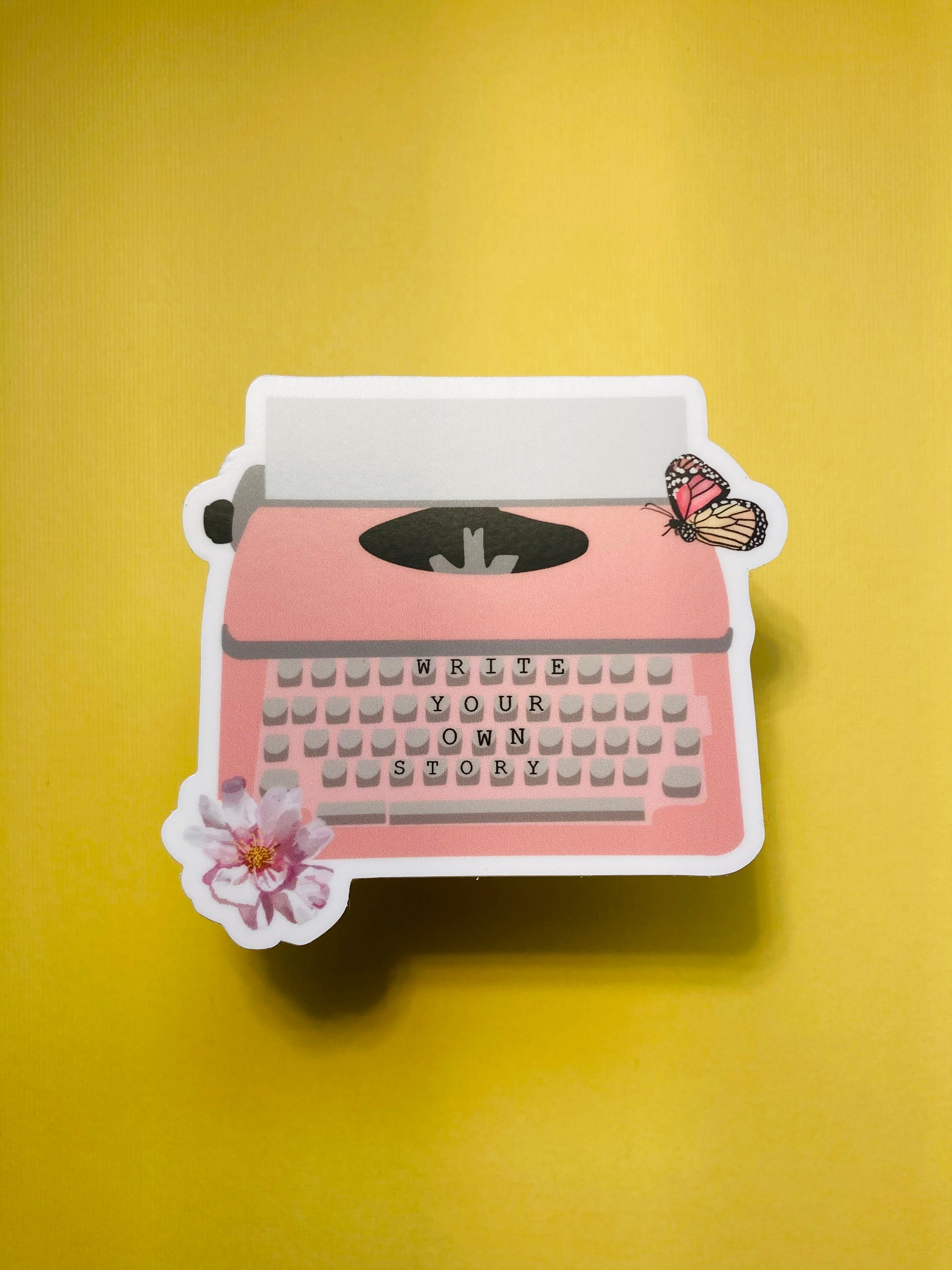 Pink Typewriter Sticker Etsy