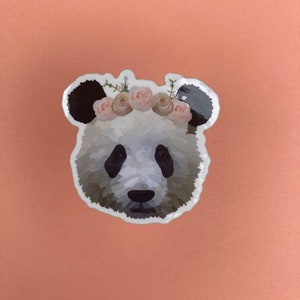 Panda with flower crown sticker