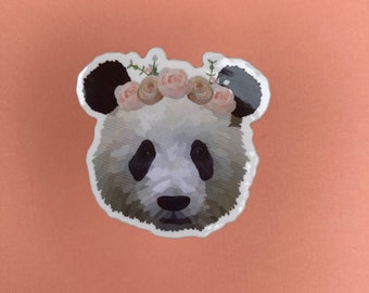 Panda with flower crown sticker