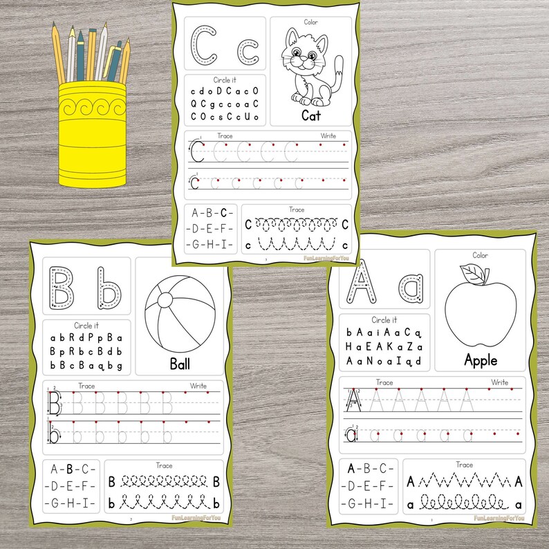 Upper & Lowercase Alphabet Printable Worksheets for Preschool Etsy