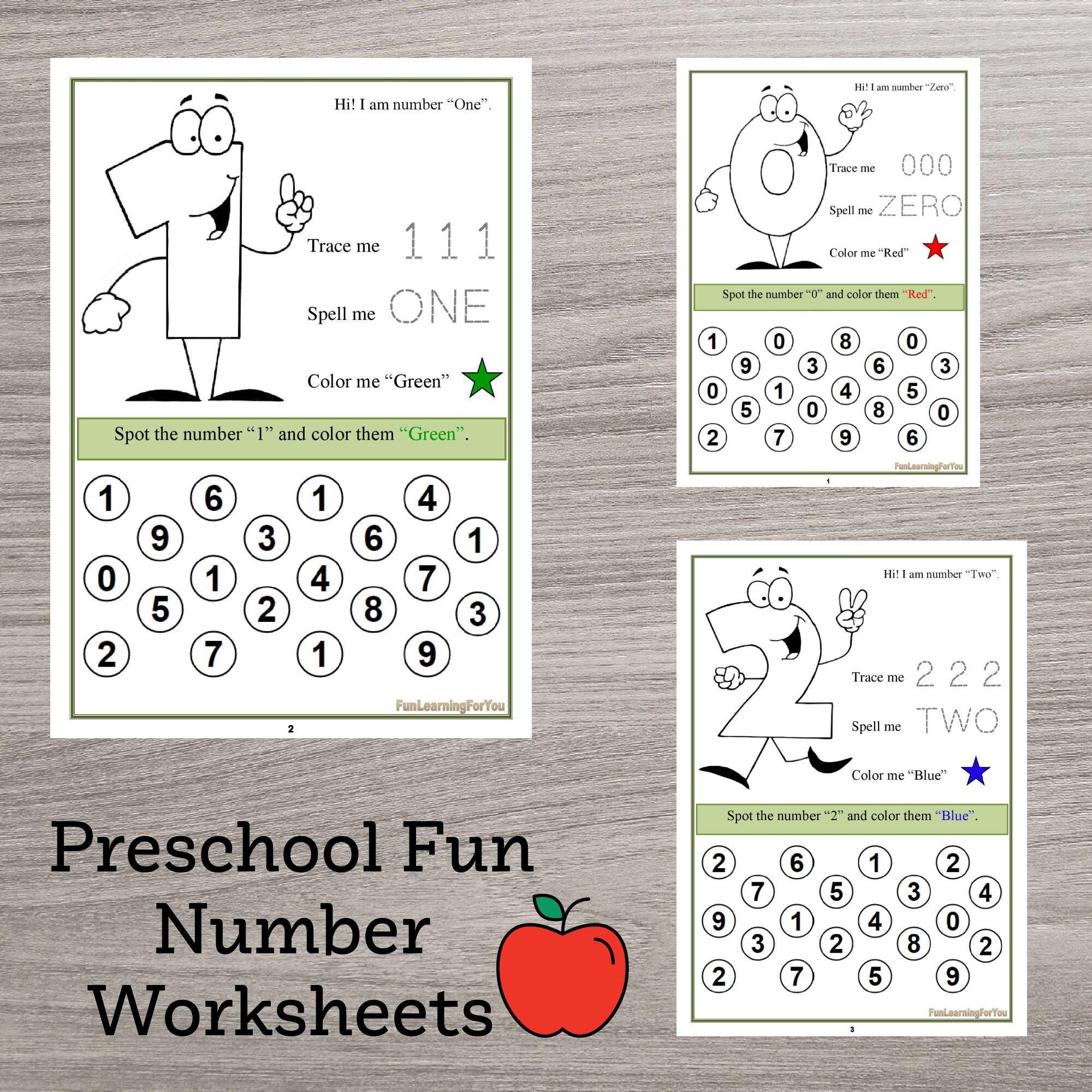 fun preschool number worksheets numbers 0 10 homeschool etsy