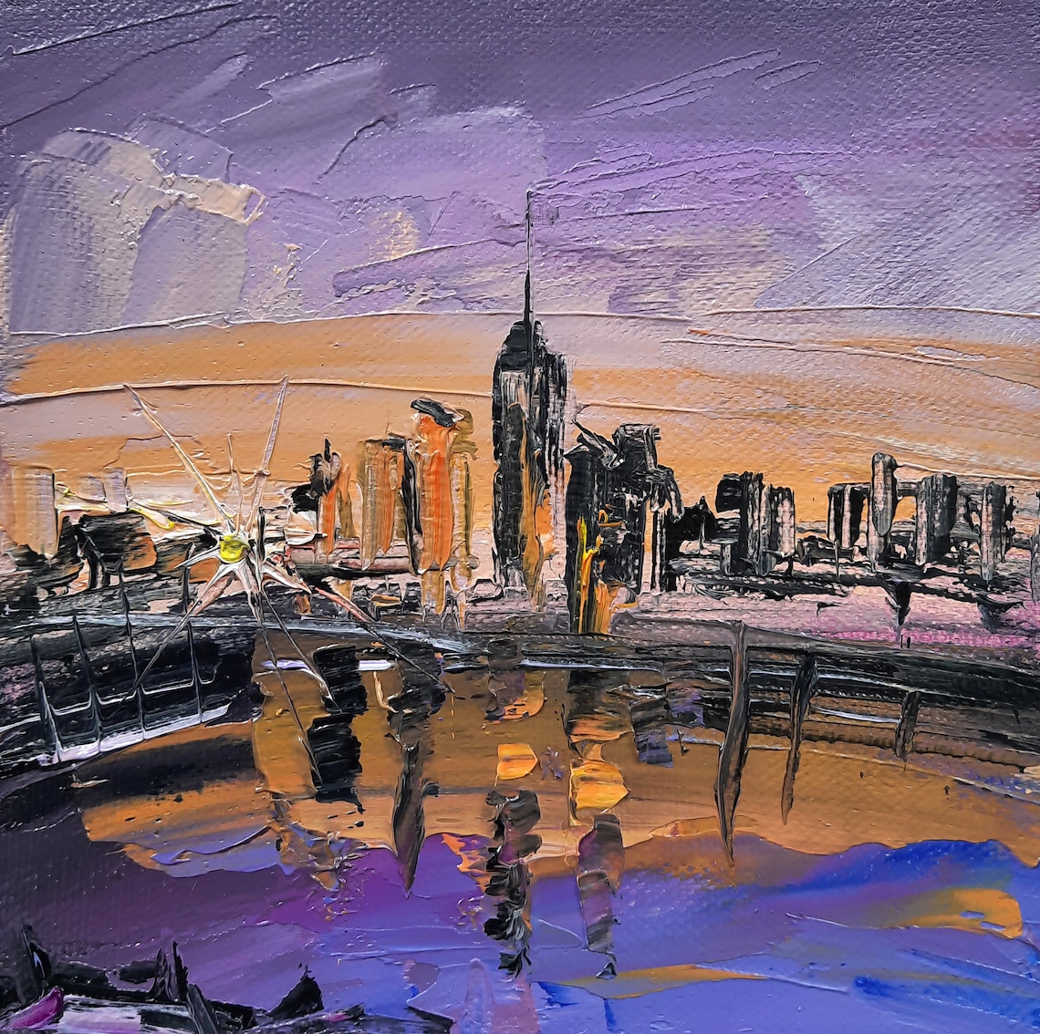New York Manhattan abstract painting original oil impasto | Etsy