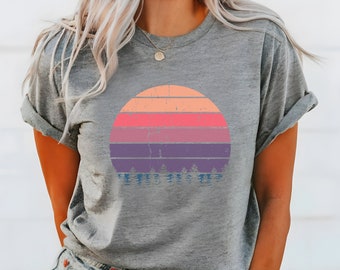 Camping Shirt, Forest Themed Gift Shirt, Tree Shirt, Wildlife Tee, Wilderness, Pine Tree, Sunset Themed T-Shirt, Nature Lover Hiker Shirt