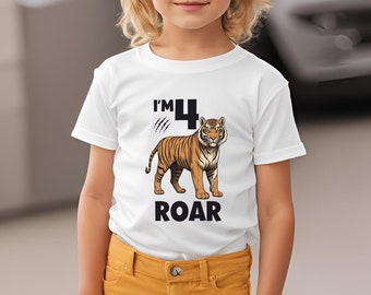 Custom Tiger Birthday Shirt for Kids, Girl Shirt, Toddler Birthday Boy Shirt, Graphic Tee, Stylish Kids Tee, 4th Birthday, 5th Birthday