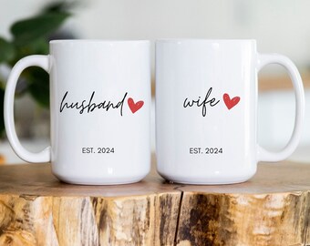Personalized Husband Wife Mug, Valentines Gift for Him, Mr Mrs Mugs, Anniversary Gift, Engagement Bride and Groom Christmas Gift, Wife Mug