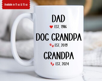 Custom Pregnancy Announcement, New Grandpa Gift, Baby Announcement Grandpa, Future Gramps Coffee Mug, New Grandparents, Dog Grandpa to Human