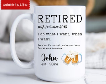 Retirement Gifts for Men, Personalized Retired Mug, Funny Retirement Gift from Coworker, Colleague Gift, Retired Mug, Custom Boss Gift