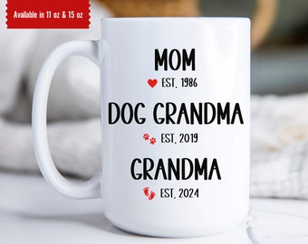 Custom Pregnancy Announcement, New Grandma Gift, Baby Announcement Grandma, Future Granny Coffee Mug, New Grandparents, Dog Grandma to Human