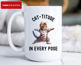 Gift For Cat Lovers, Best Yogie Gifts, Personal Gifts, Cat Mom Mugs, Custom Coffee Mug, Yoga Position Mug, Christmas Gift For A Cat Lover