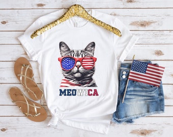 Cat Meowica Shirt, 4th of July Shirt, Cat Independence Day Shirt, Fourth Shirt, Patriotic Shirt, America Tee, Summer Shirts, Cat Lover