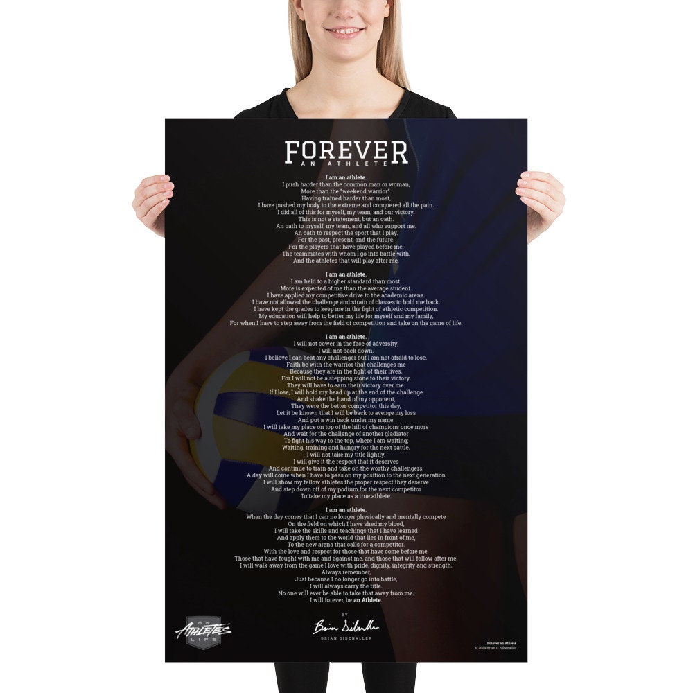 Volleyball Poem Poster Print / Forever an Athlete Poetry Gift