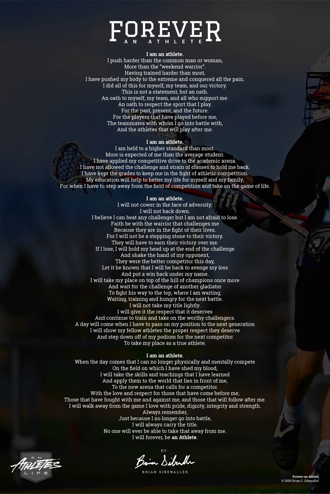 Lacrosse Poem Poster Print / Forever an Athlete Poetry Gift / Etsy