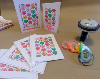 PERSONALISED Unique Valentines Card with Fabric & Thread and Your Message Embossed