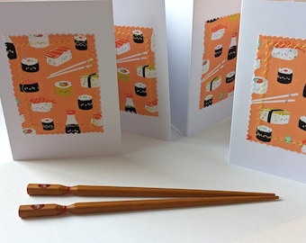Set of 5 Blank Cards - Sushi Design