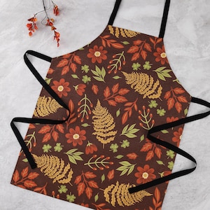 Orange Autumn Leaves Fall Forest Foxes BBQ Grill Cooking Apron Unisex Thanksgiving Kitchen Gift Animal Lovers