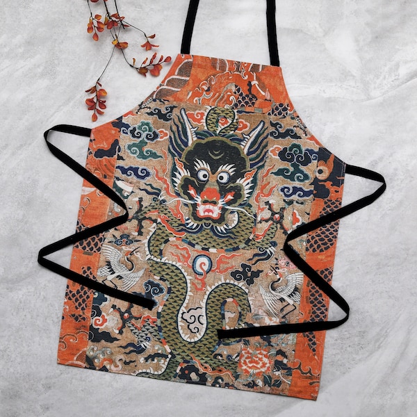 Fine Art Chinese Japanese Dragon Asian Art Adult Apron Artful Oriental Kitchen Gift Cooking BBQ Gardening Apron