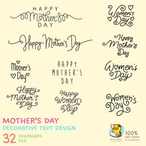 Mother’s Day Svg Bundle, Women’s Day Svg Quotes, Hand Drawn Lettering Svg Png Eps, No Ai Clipart for Cricut. Mother&#39;s day doodle style