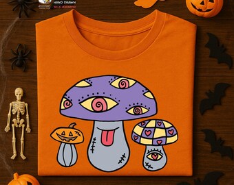 Halloween Mushroom Clipart | Spooky Groovy Doodle (Digital Download)