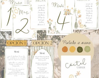 Papelería boda editable Canva | Seating plan, meseros y menú | Kit boda digital elegante | Descarga inmediata