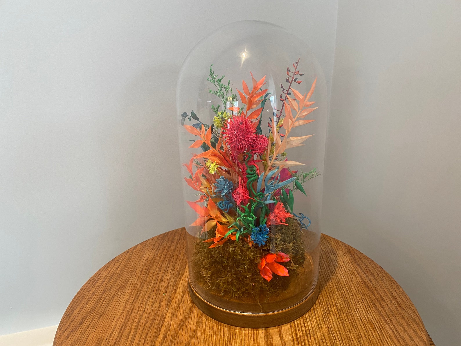Colorful Dried Flower Cloche Contemporary Statement Decor Etsy