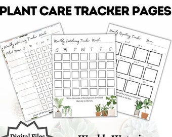 Plant Care Tracker Bundle, Watering, Fertilizing, Repotting, Printable, Digital Download, Instant Download.
