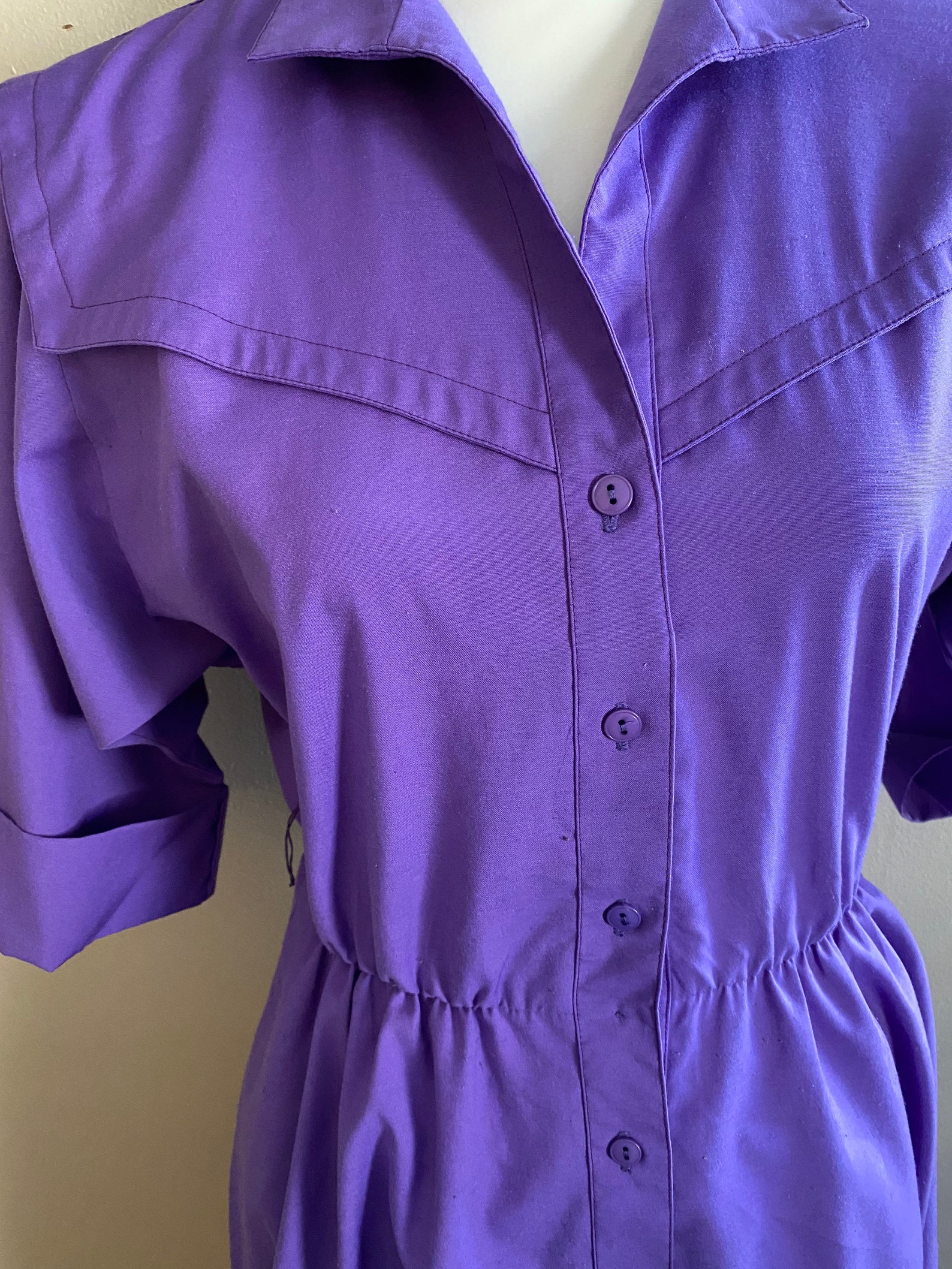 Vintage Purple Button Down Dress | Etsy